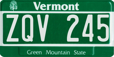 VT license plate ZQV245