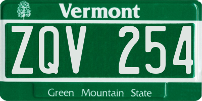 VT license plate ZQV254
