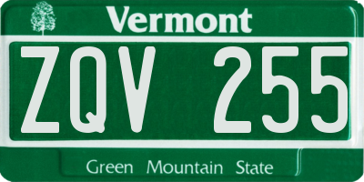 VT license plate ZQV255