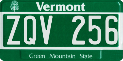 VT license plate ZQV256