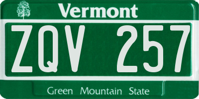 VT license plate ZQV257