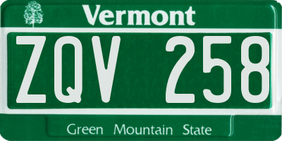 VT license plate ZQV258