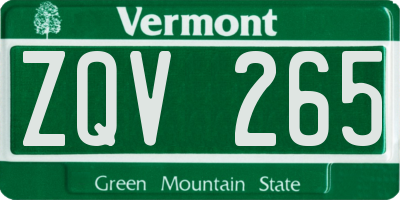 VT license plate ZQV265