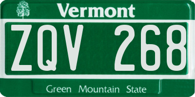 VT license plate ZQV268