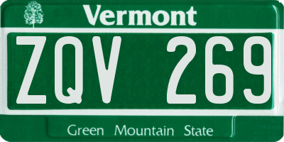 VT license plate ZQV269