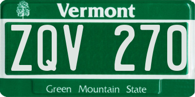 VT license plate ZQV270