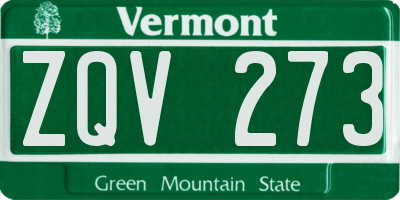 VT license plate ZQV273