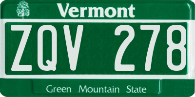 VT license plate ZQV278