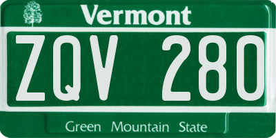 VT license plate ZQV280