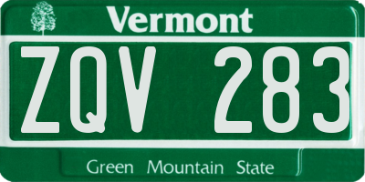 VT license plate ZQV283
