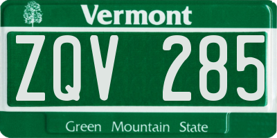 VT license plate ZQV285