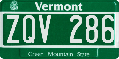 VT license plate ZQV286
