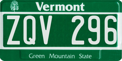 VT license plate ZQV296