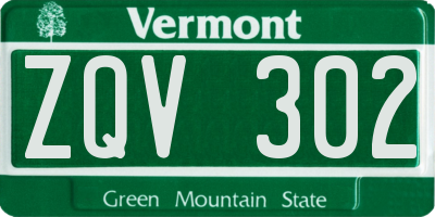 VT license plate ZQV302