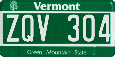 VT license plate ZQV304