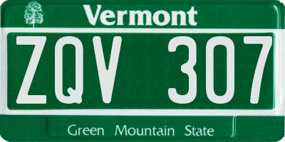 VT license plate ZQV307