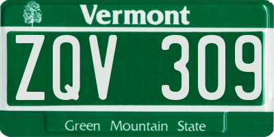 VT license plate ZQV309