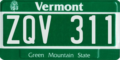 VT license plate ZQV311