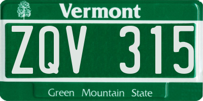 VT license plate ZQV315
