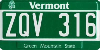 VT license plate ZQV316