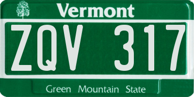 VT license plate ZQV317