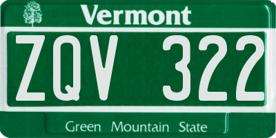 VT license plate ZQV322