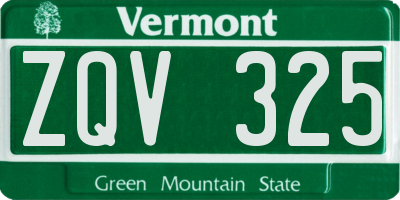 VT license plate ZQV325