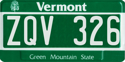 VT license plate ZQV326