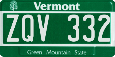 VT license plate ZQV332