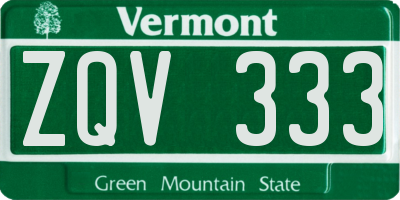 VT license plate ZQV333