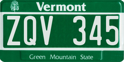 VT license plate ZQV345