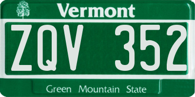VT license plate ZQV352