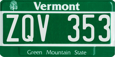 VT license plate ZQV353