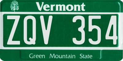 VT license plate ZQV354
