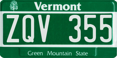 VT license plate ZQV355