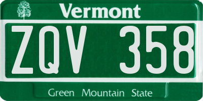 VT license plate ZQV358