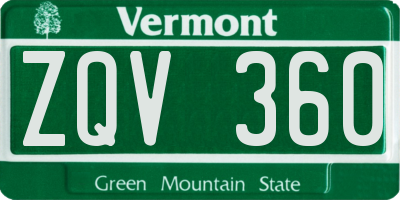 VT license plate ZQV360