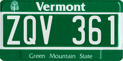 VT license plate ZQV361