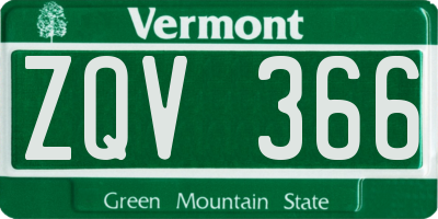 VT license plate ZQV366