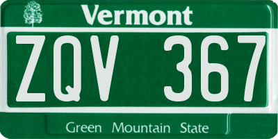 VT license plate ZQV367