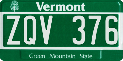 VT license plate ZQV376