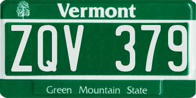 VT license plate ZQV379
