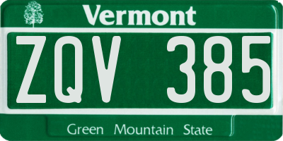 VT license plate ZQV385