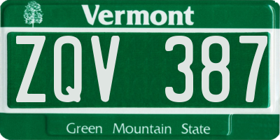 VT license plate ZQV387