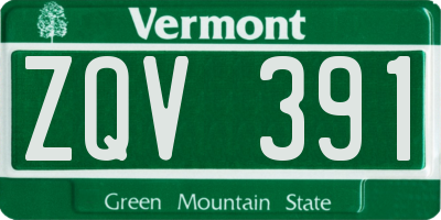 VT license plate ZQV391