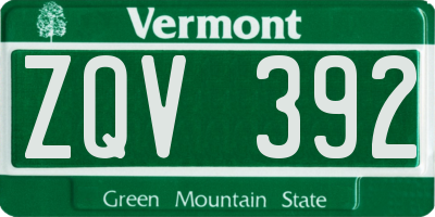 VT license plate ZQV392
