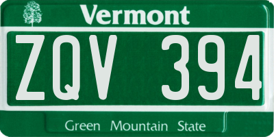 VT license plate ZQV394