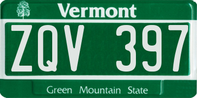 VT license plate ZQV397