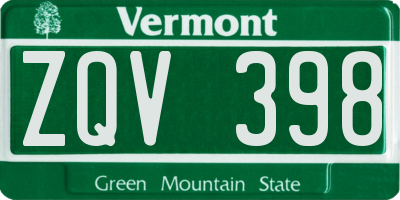 VT license plate ZQV398
