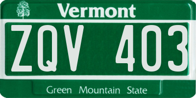 VT license plate ZQV403